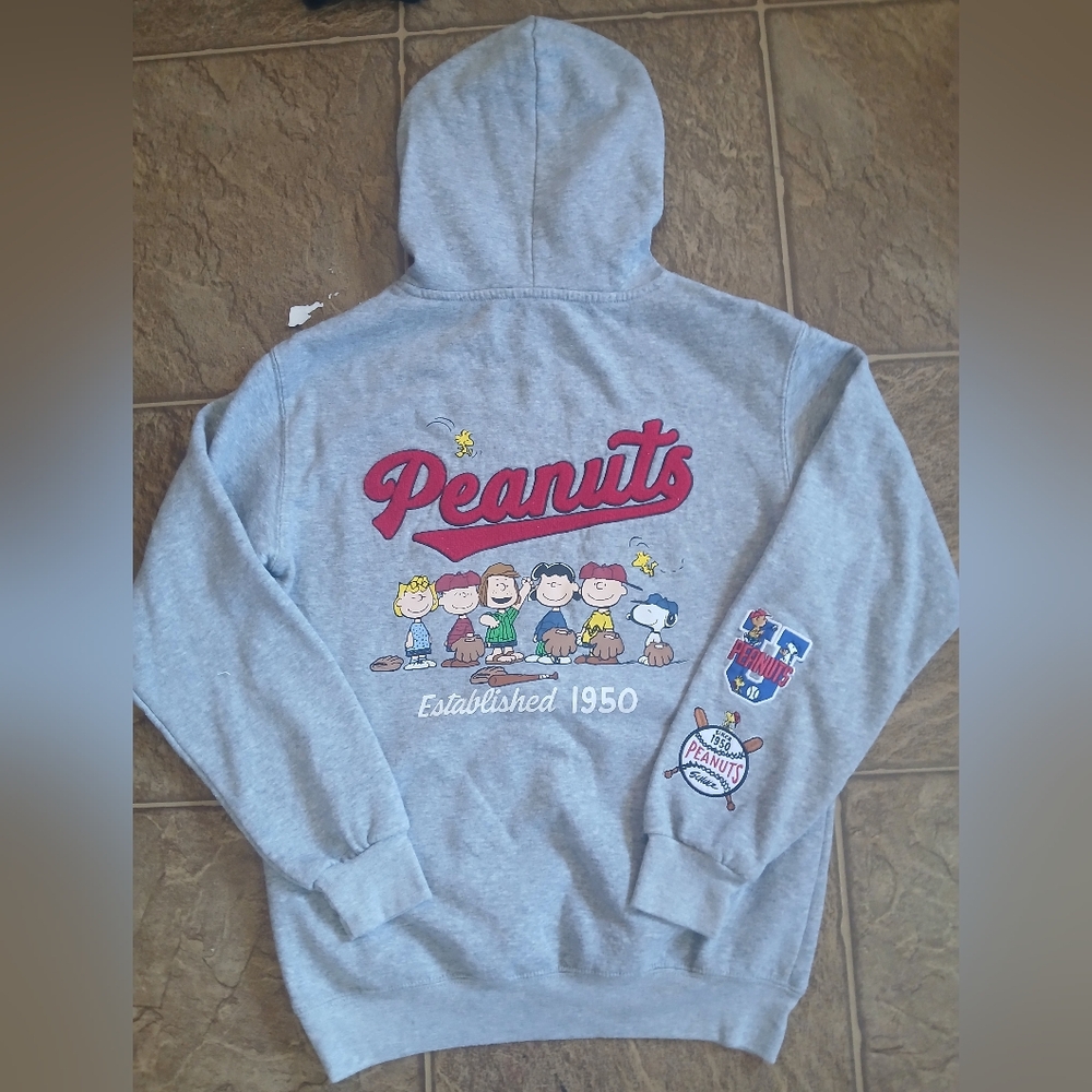 Peanuts Hoodie Embroidered All Over Print Womens Sz Xxs